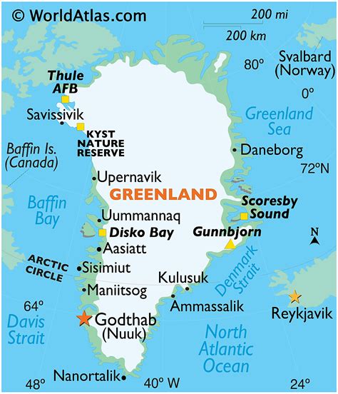 MAP Map of Greenland and Iceland